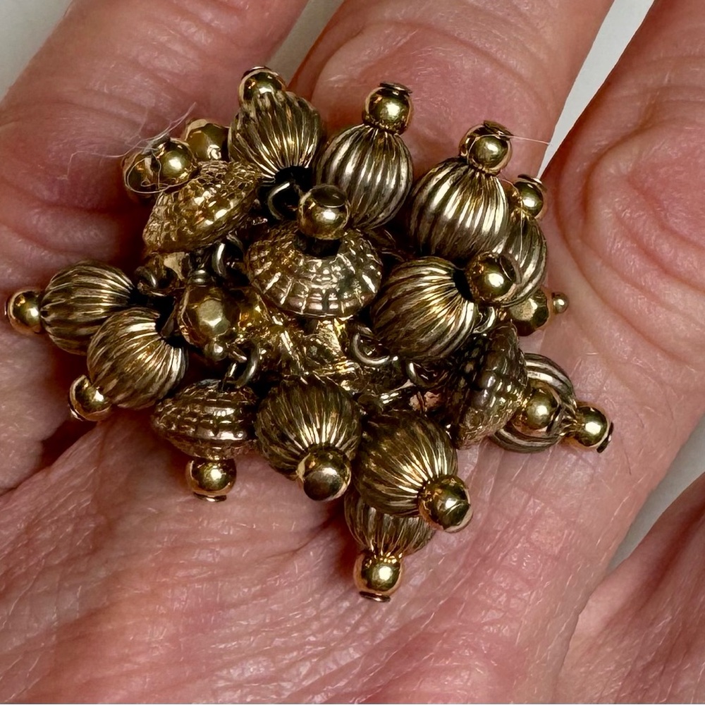 Francesca Visconti Vintage 14k Gold Plated Multi dangle bauble Statement ring S7